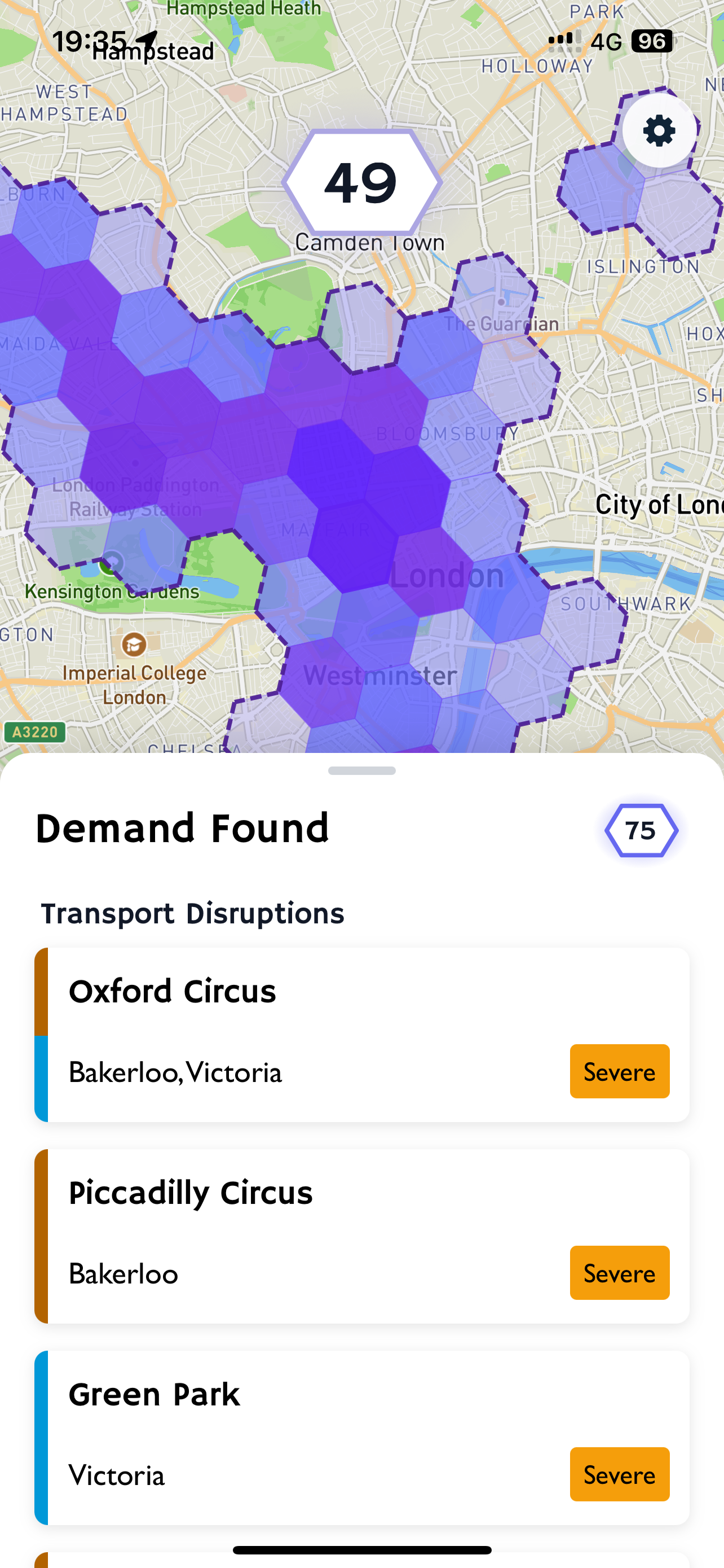 Transport disruptions contributing to nearby demand