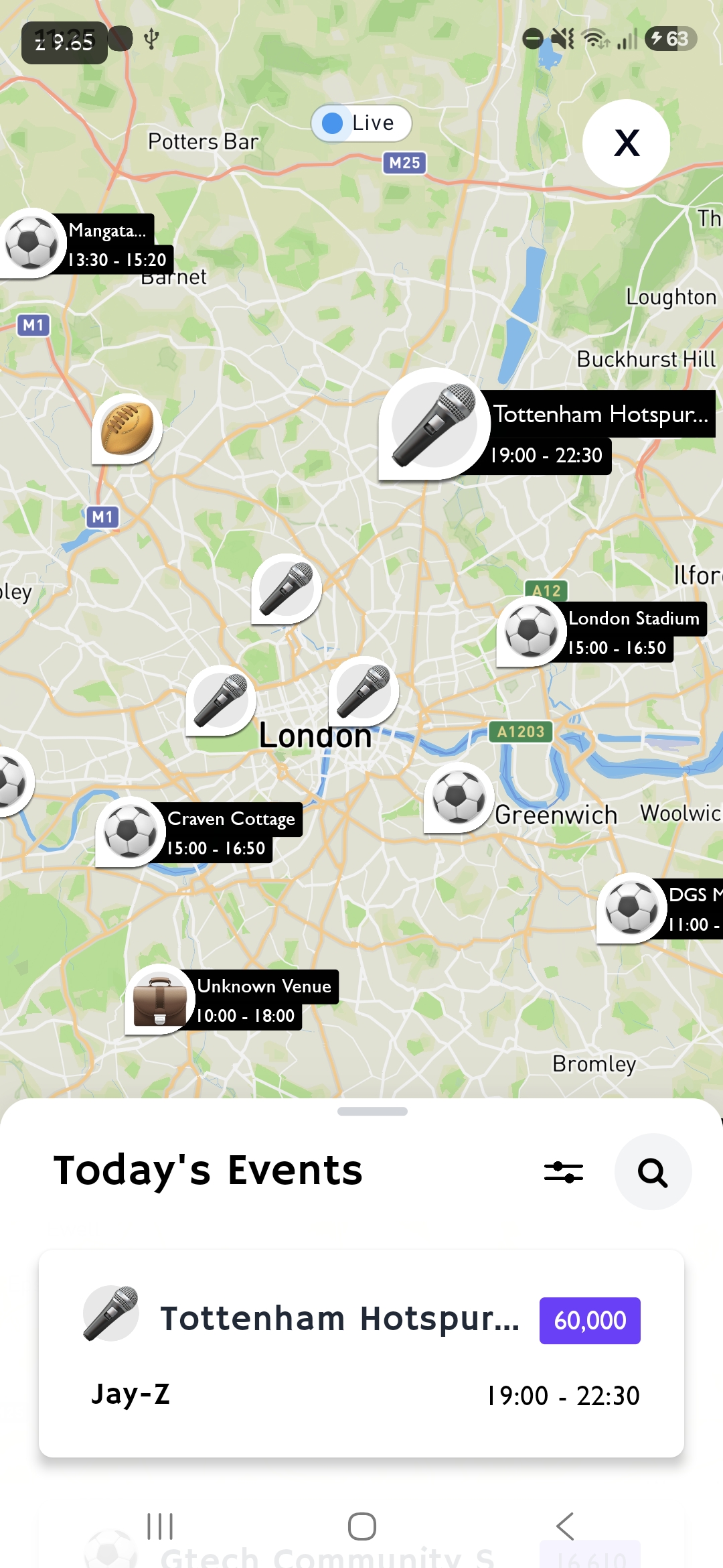 Events at venues across London